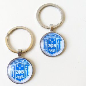 2 x Zeta Phi Beta CABOCHON Dome Keychain Keyring Key Chain Ring Gift